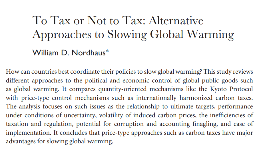 诺奖获得者威廉·诺德豪斯：减缓气候变化，碳税更有效